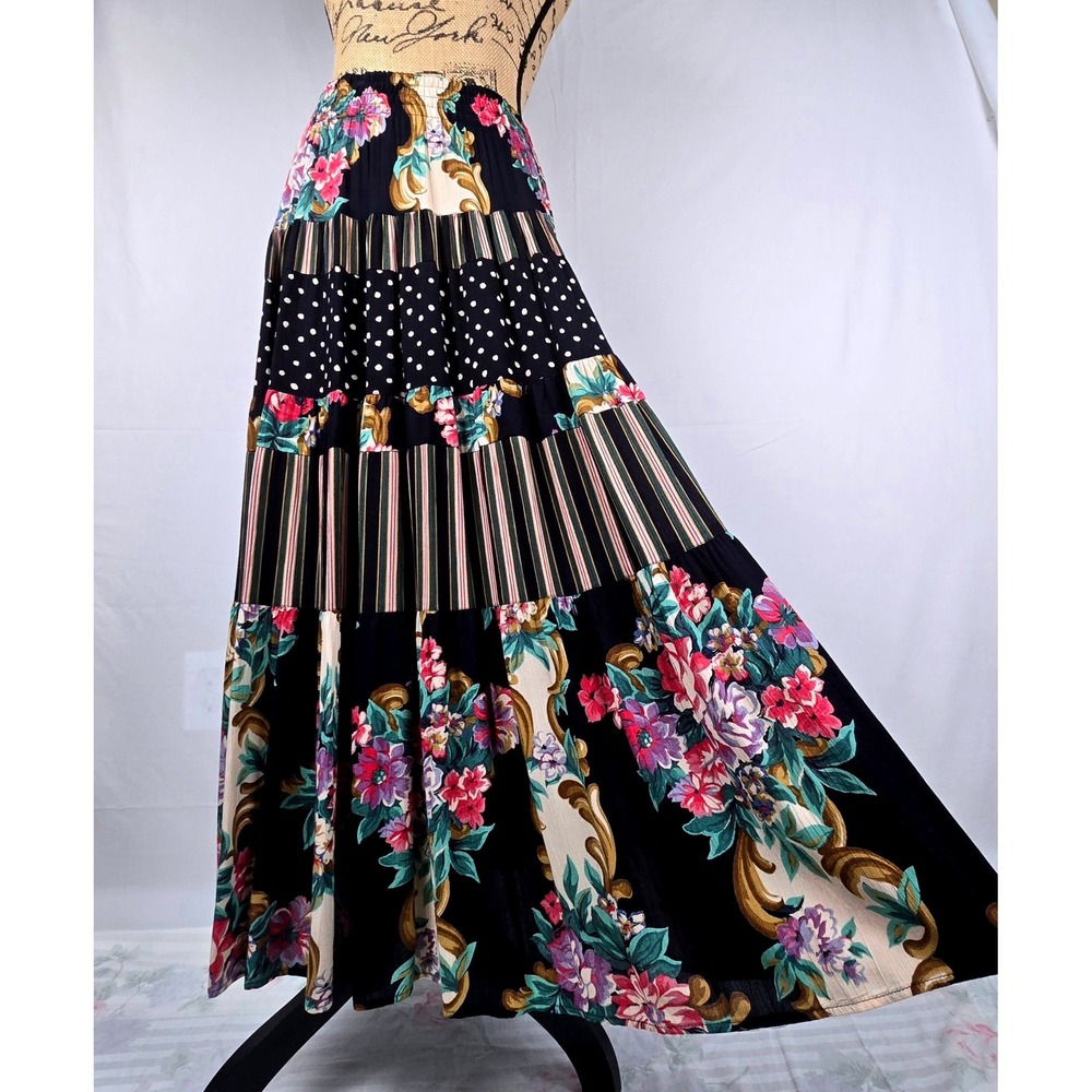 Gorgeous Vintage Carole Little Floral Mixed Print Set Blazer 10 Maxi Skirt 8 - Picture 6 of 16